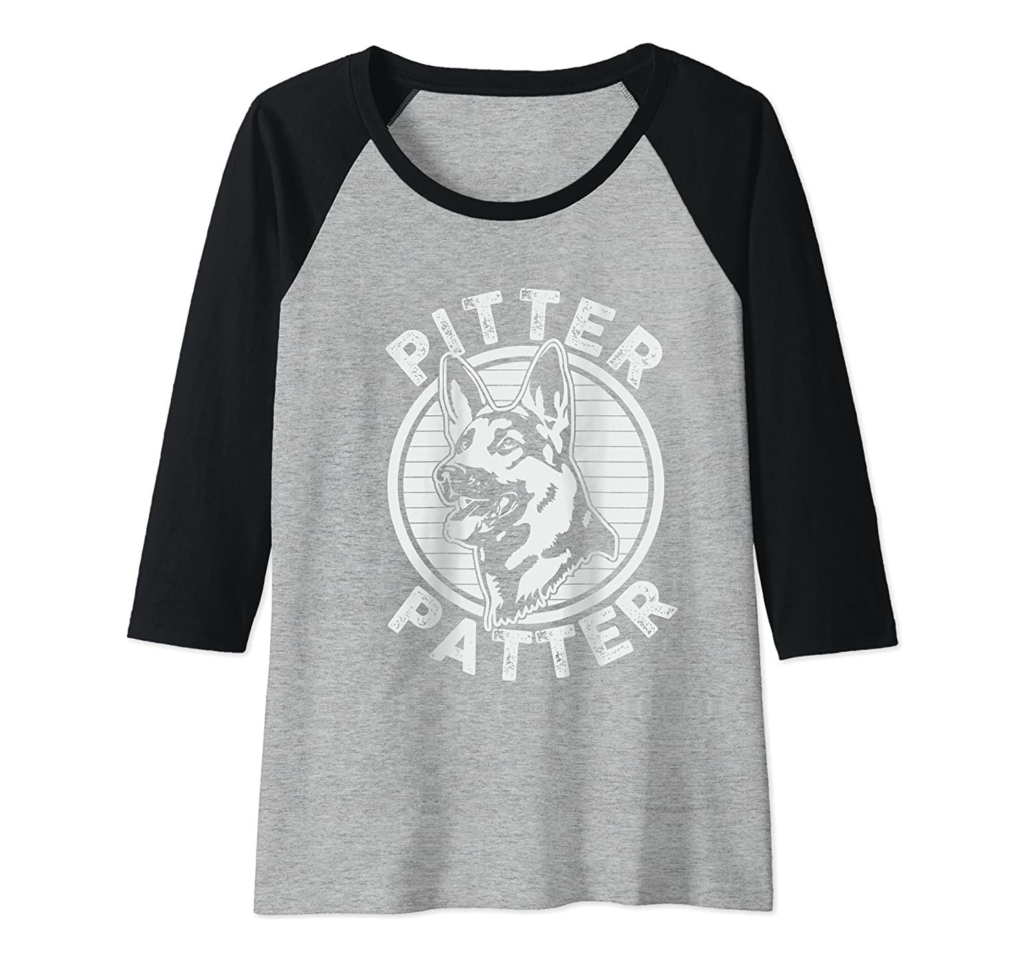 Funny Pitter Patter Dog German Shepherd Dog Rescue Woof Raglan Baseball Tee