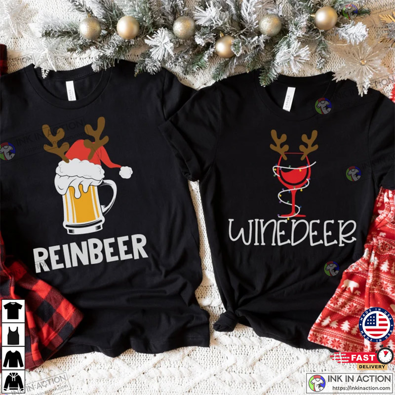 Funny Set Santa’s Drinking Shirt Ugly Couple Christmas Shirt