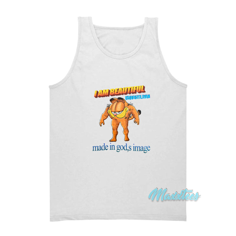 Garfield I Am Beautiful Made In God's Tank Top