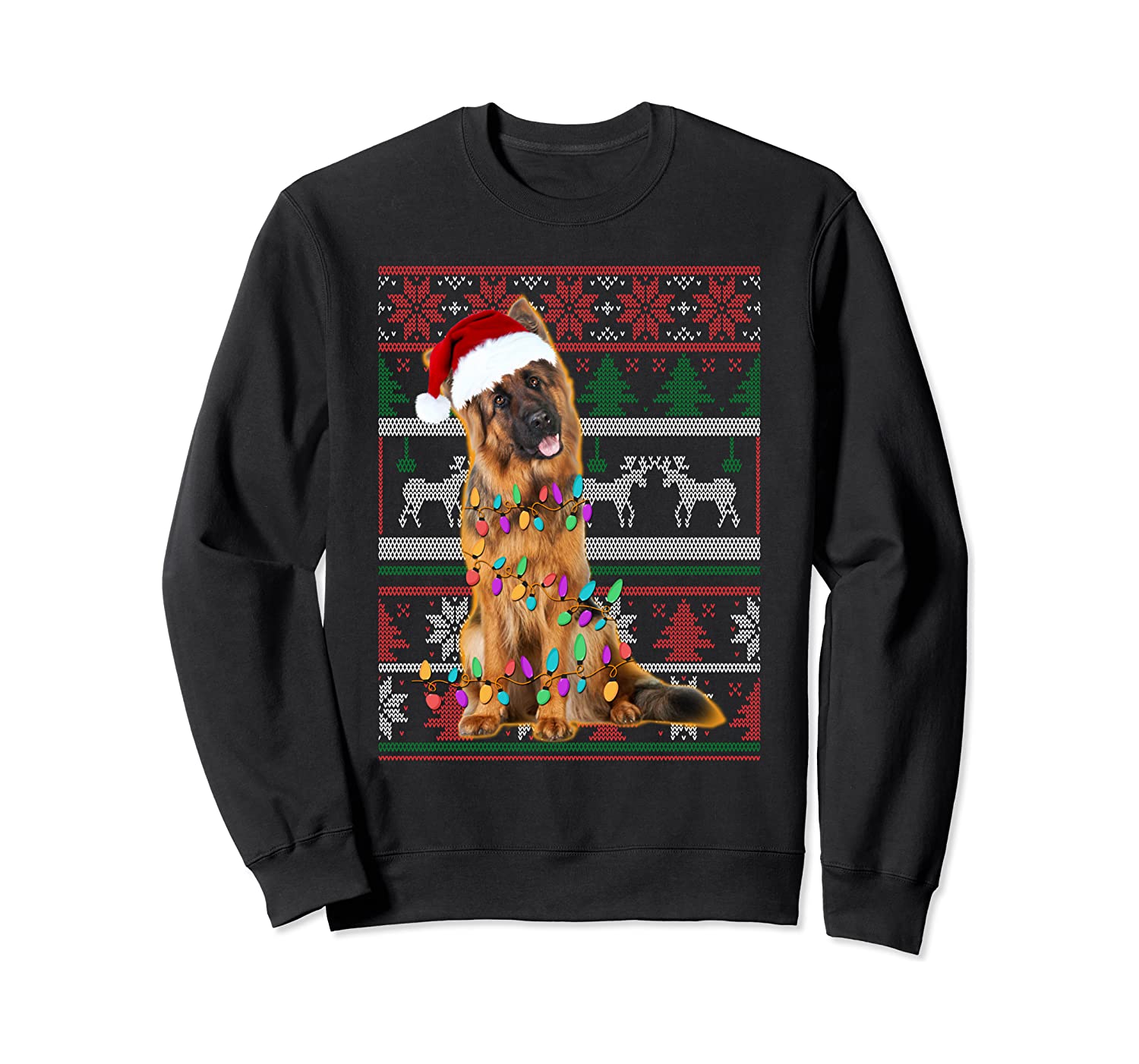 german shepherd in a sweater