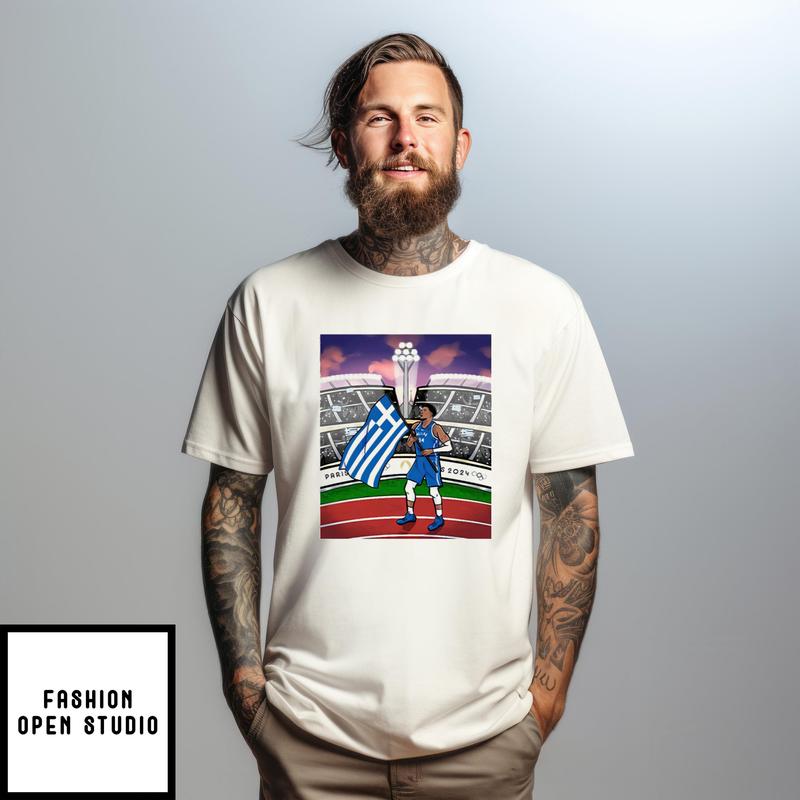 Giannis Antetokounmpo Greece’s Flag Bearer Paris 2024 Olympics T-shirt