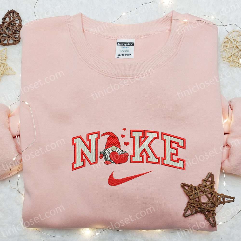 Gnome Heart X Nike Embroidered Shirt, Nike Inspired Embroidered Shirt, Best Valentine’s Day Gift Ideas