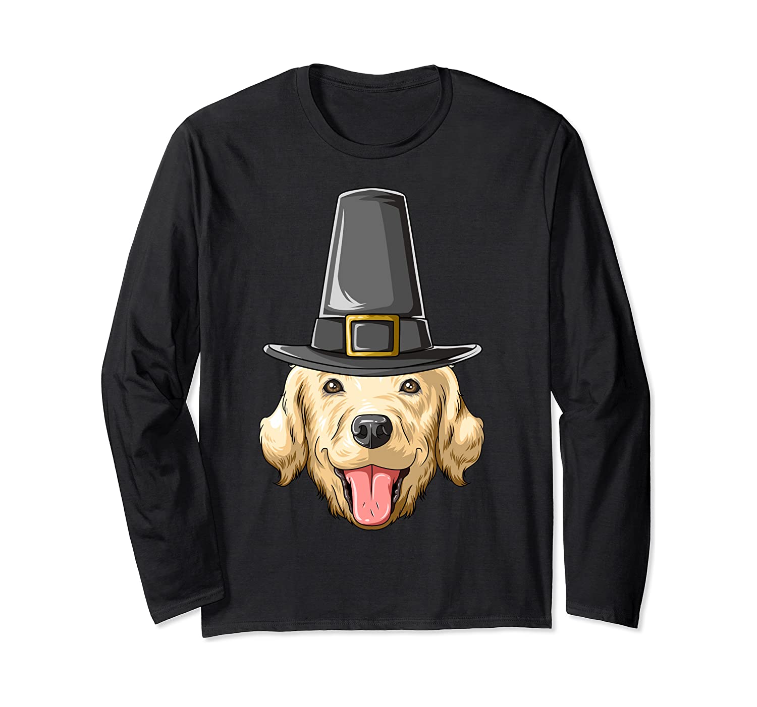 Golden Retriever Thanksgiving Pilgrim Costume Hat Long Sleeve Tshirt