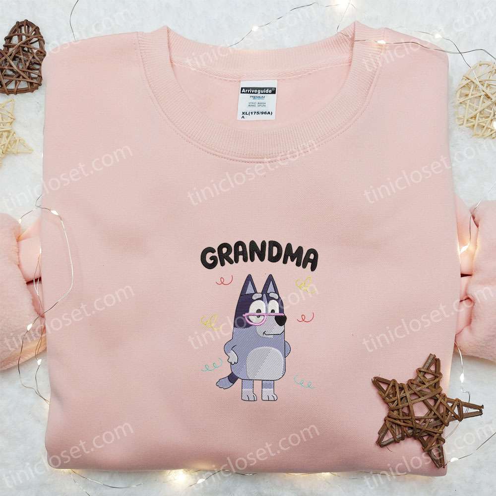 Grandma Chris Heeler Embroidered Shirt, Bluey Cartoon Embroidered Hoodie, Best Mother’s Day Gift Idea