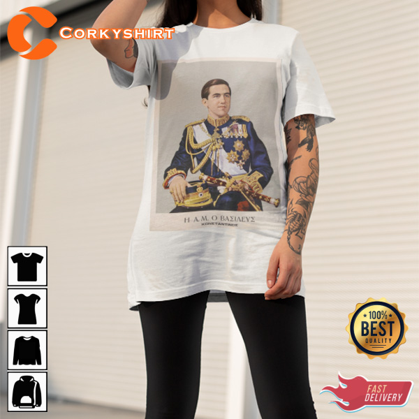 Greece’s King Constantine Ii The Last King Unisex Graphic Printed T-shirt