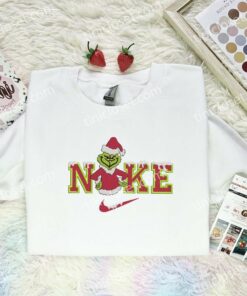 Grinch Santa Christmas Embroidered Shirt – 2
