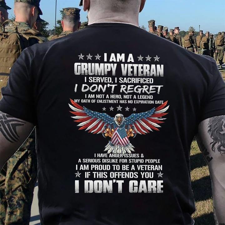 Grumpy Veteran Don't Regret American Soldier Legend Hero Shirt (back Side)