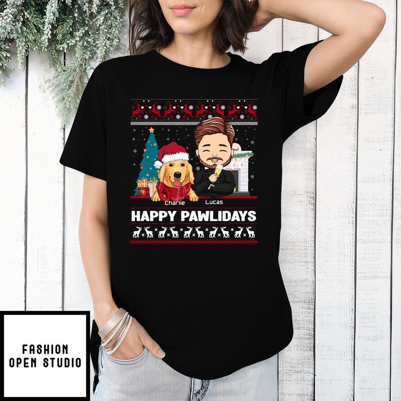 Happy Pawlidays – Personalized Custom Unisex T-shirt