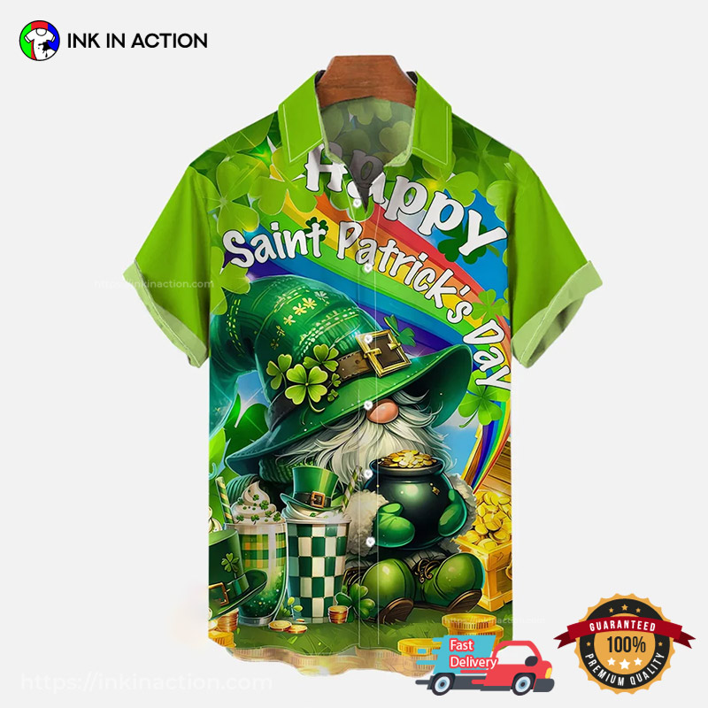 Happy St. Saint Patrick’s Day Gnome And Gold Pot Hawaiian Shirt