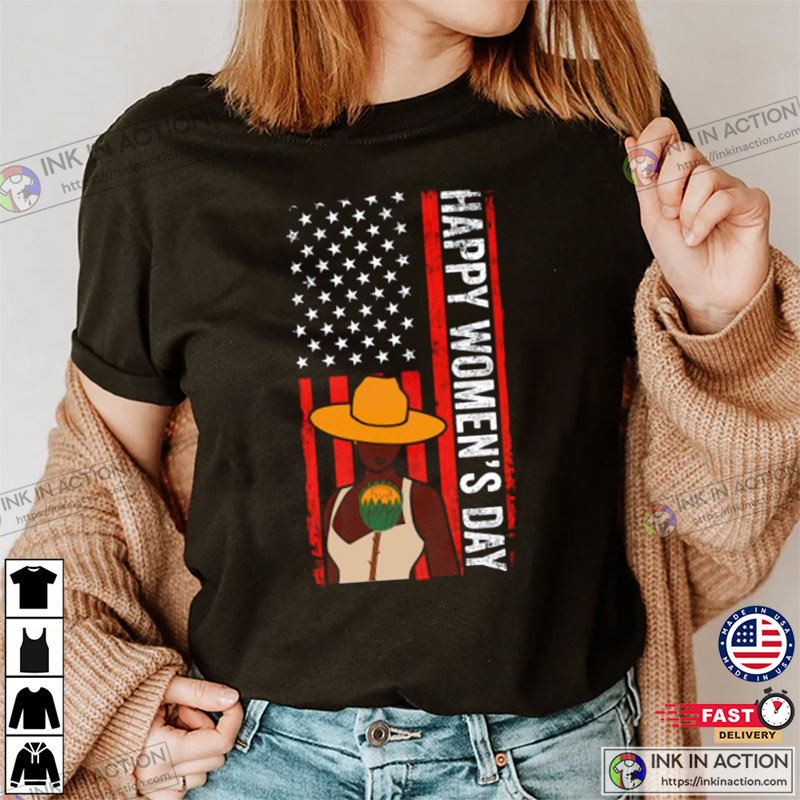 Happy Woman’s Day Usa American Flag Woman Empower T-shirt