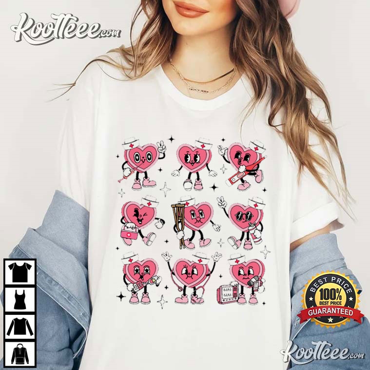 Heart Valentine’s Gift For Nurse T-shirt