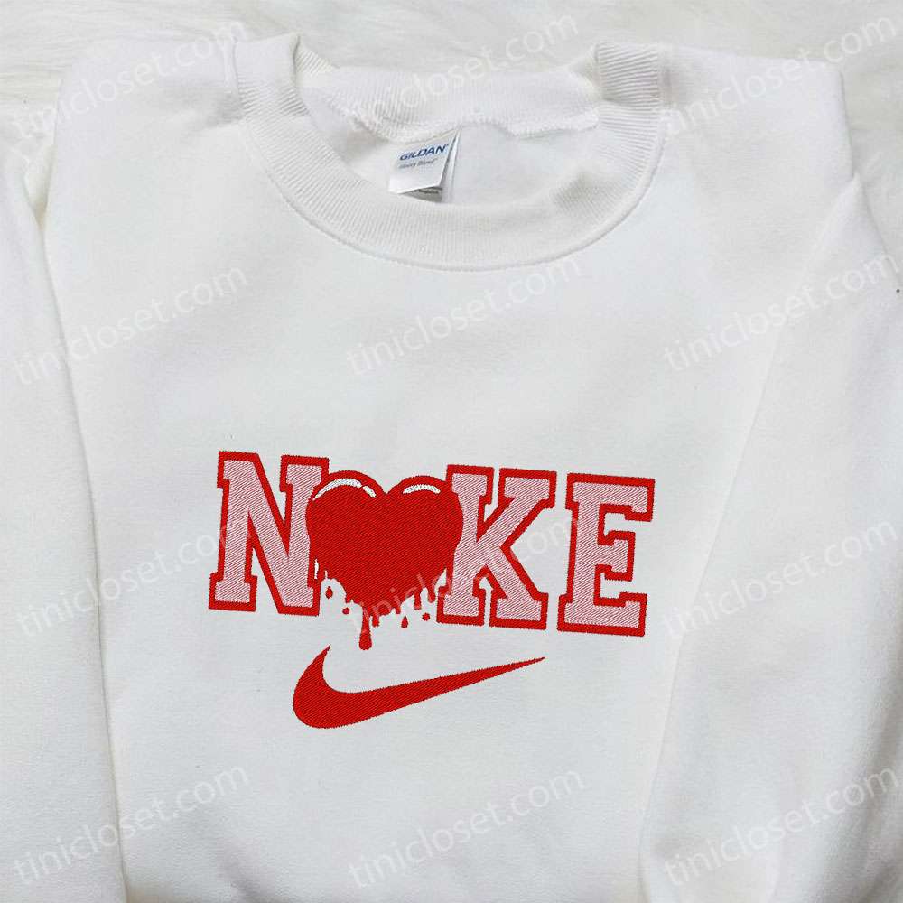 Heart X Nike Embroidered Shirt, Custom Nike Embroidered Shirt, Best Valentine’s Day Gift Ideas