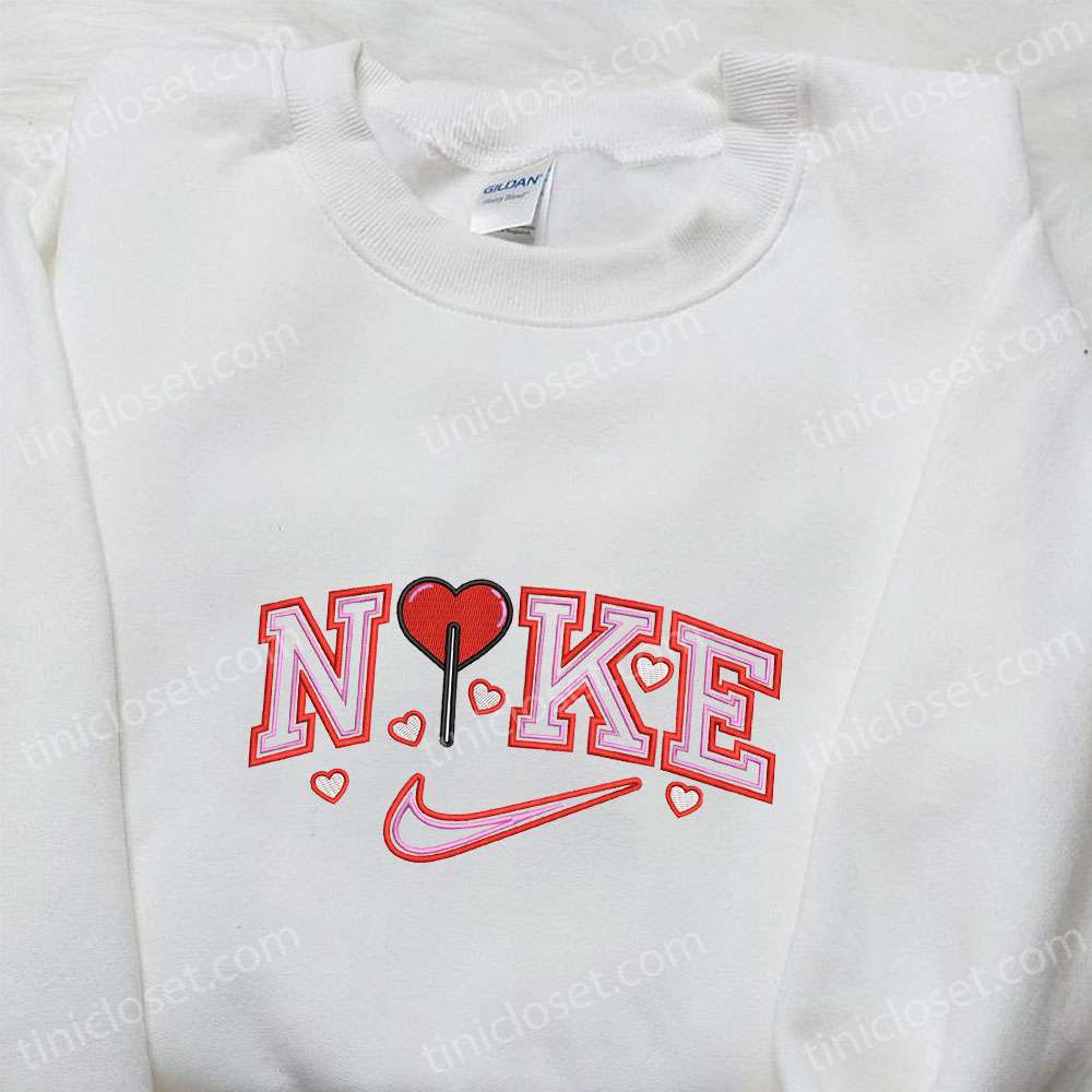 Heart X Nike Embroidered Sweatshirt, Nike Inspired Embroidered Shirt, Best Valentine’s Day Gift Ideas