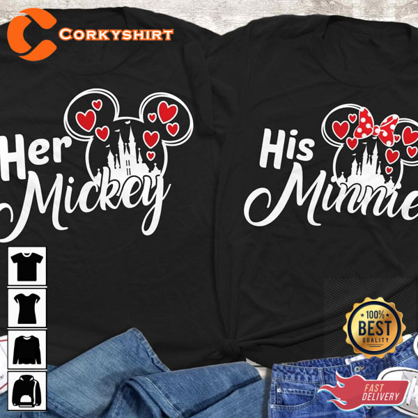 Her Mickey And His Minnie Valentine’s Day Disney Couple T-shirt