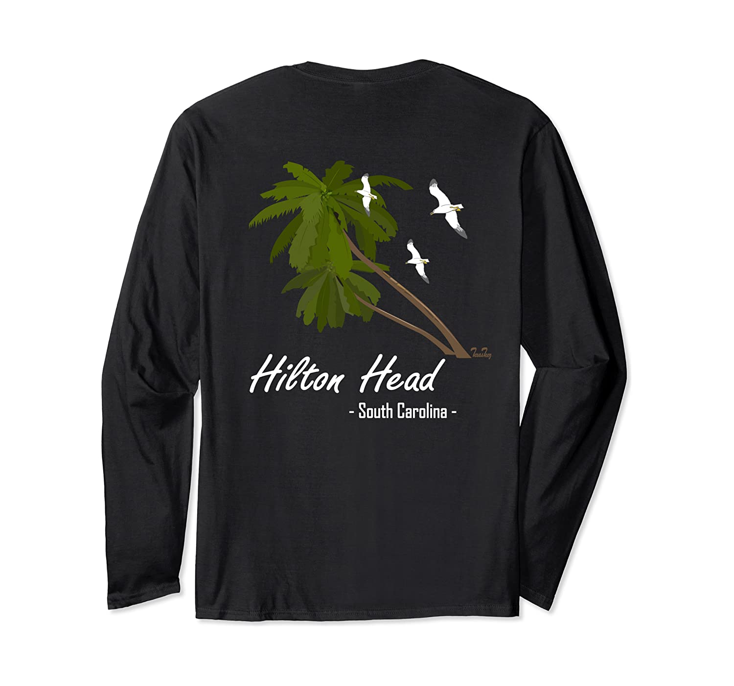 Hilton Head Sc Island Print On Back Long Sleeve Beach Shirt
