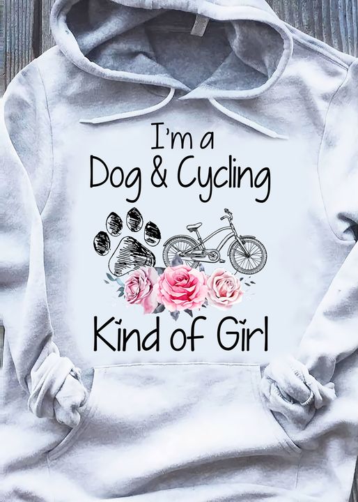 I'm A Dog & Cycling Kind Of Girl Dog Footprint Bike Flowers Shirt