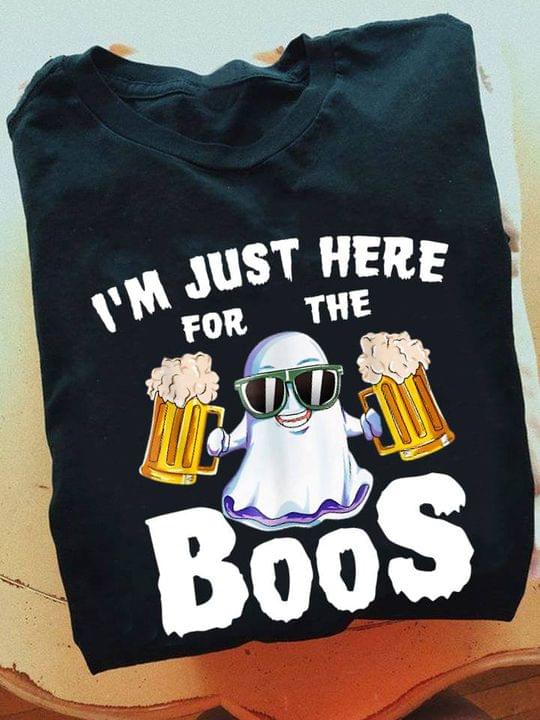 I'm Just Here For The Boos Halloween Ghost Boo Drinking Beer Shirt