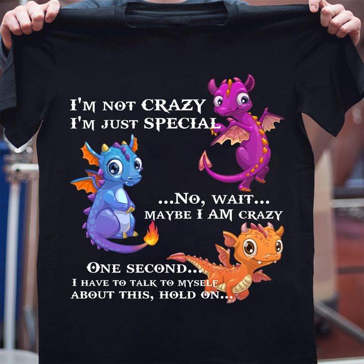 I'm Not Crazy I'm Just Special No Wait Maybe I Am Crazy One Second I Have To Talk To Myself About This Hold On Dragons Shirt