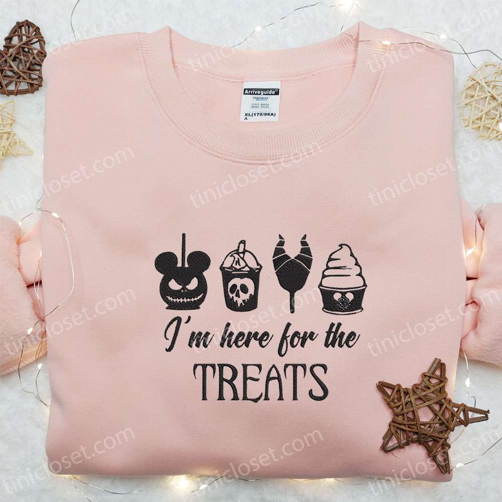 I’m Here For The Treats Embroidered Sweatshirt, Disney Characters Embroidered Shirt, Best Halloween Gift Ideas