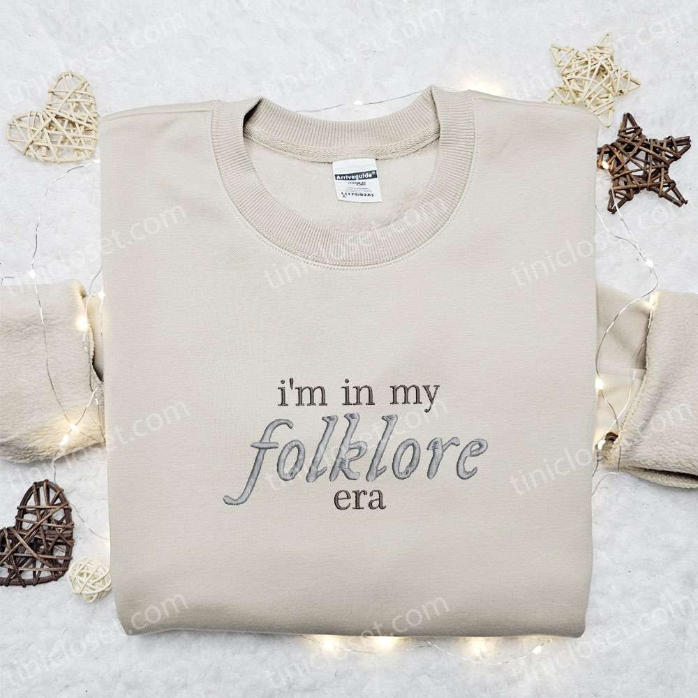 I’m In My Folklore Era Embroidered Shirt, Celebrity Embroidered Hoodie, Best Music Gift For Fans