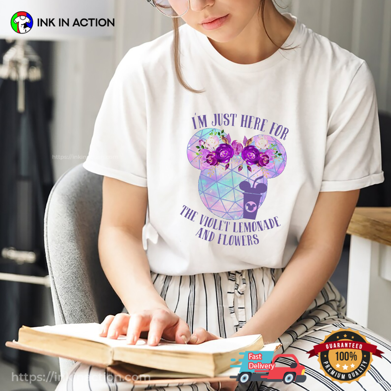 I’m Just Here For The Violet Lemonade And Flowers T-shirt