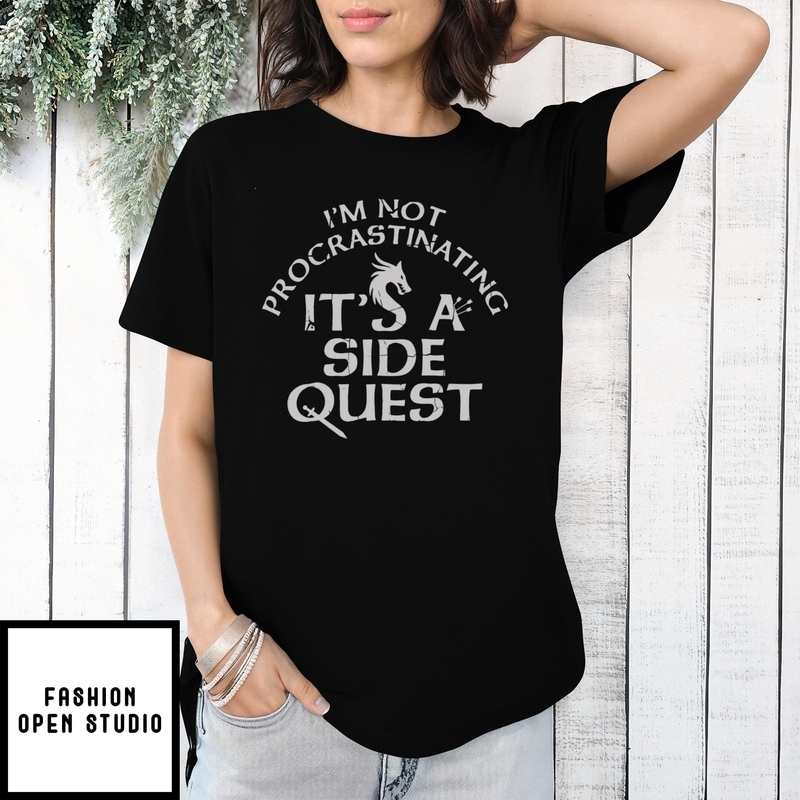 I’m Not Procrastinating I’m Doing Side Quests Black Dragon T-shirt