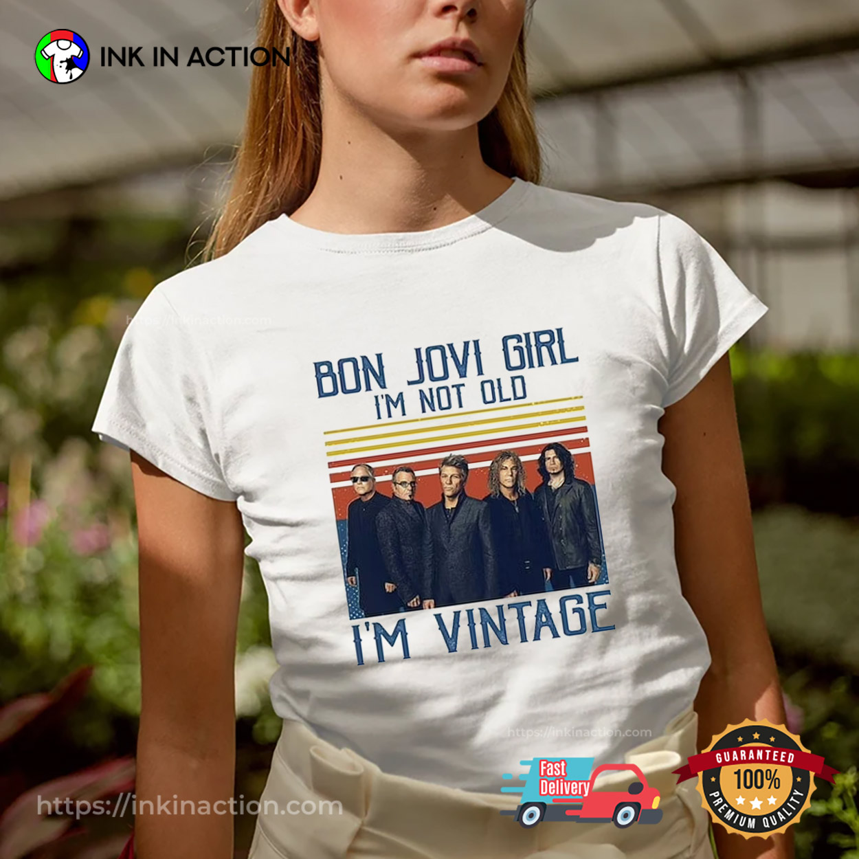 I’m Vintage Funny Bon Jovi Girl Rock Band Tee