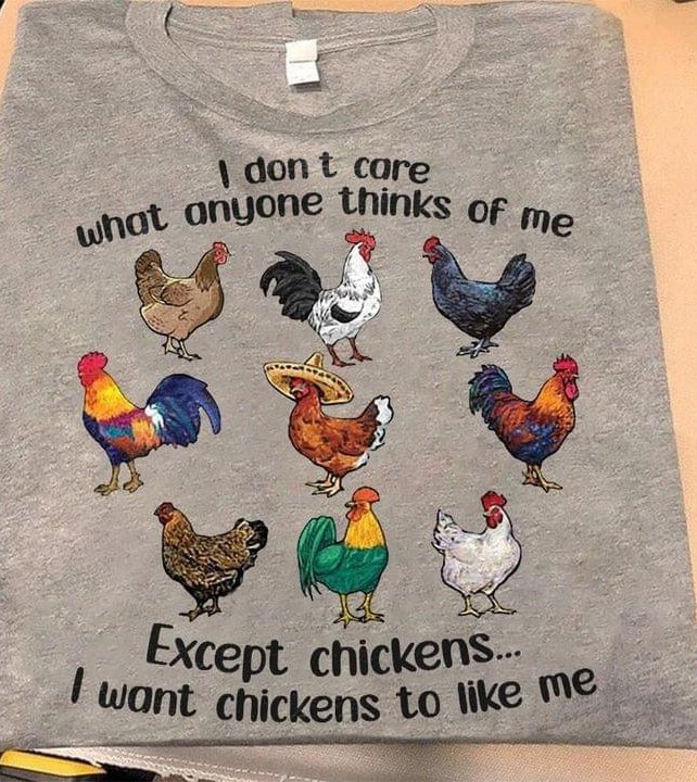 I Don't Care What Anyone Thinks Of Me Except Chickens I Want Chickens To Like Me Different Chickens Shirt