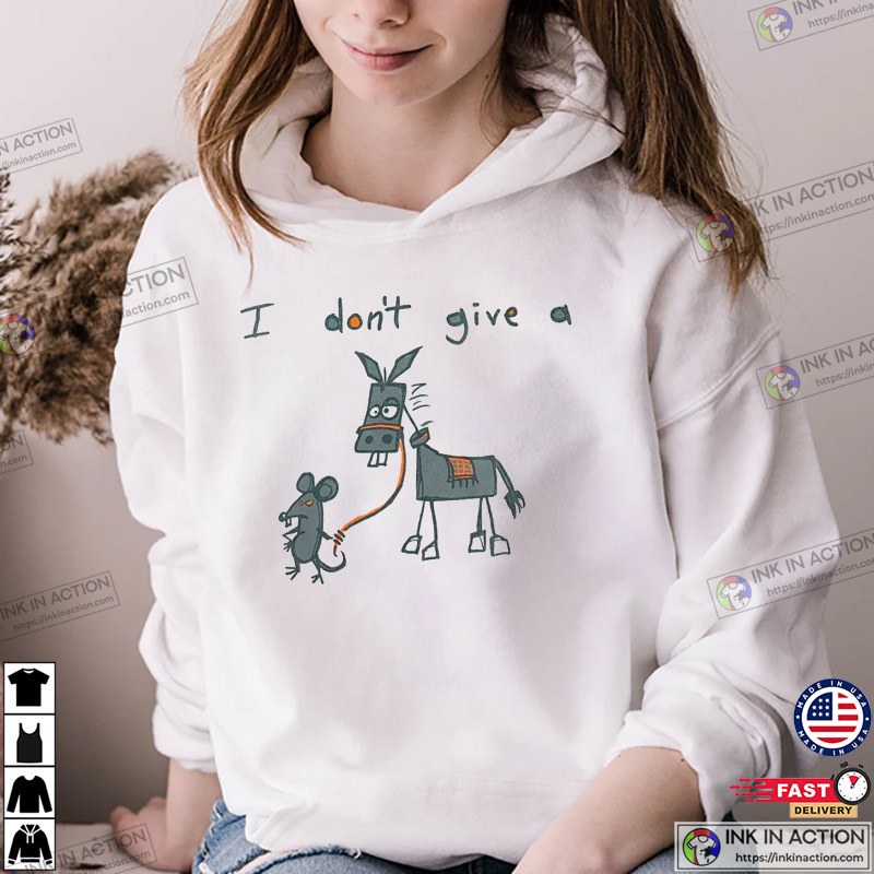 I Don’t Give A Rats Ass Cartoon Drewing Humor Beige Shirt