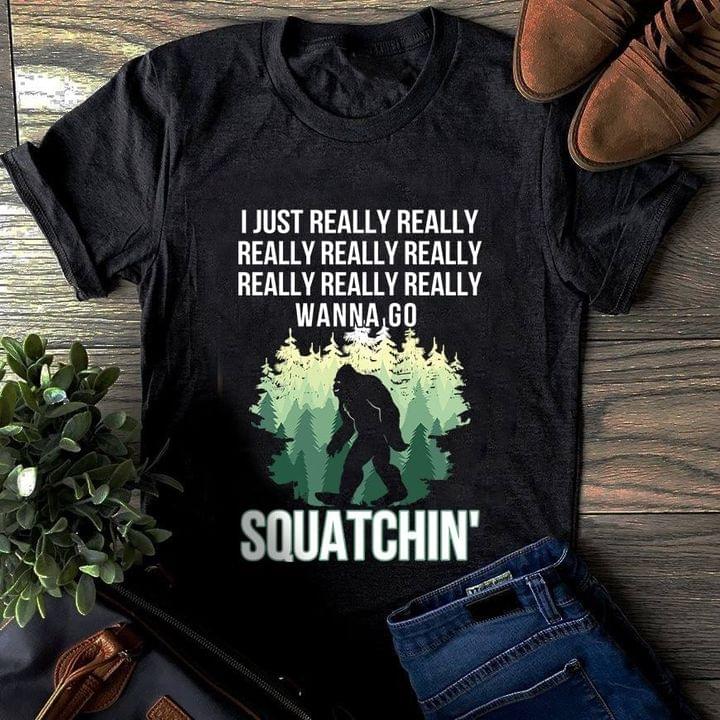 I Just Many Really Wanna Go Squatchin' Bigfoot In Jungle Shirt