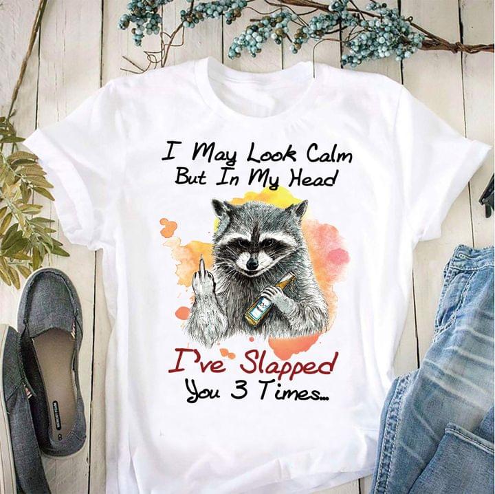 I May Look Calm But In My Head I've Slapped You 3 Times Pole Cat Drinking Shirt