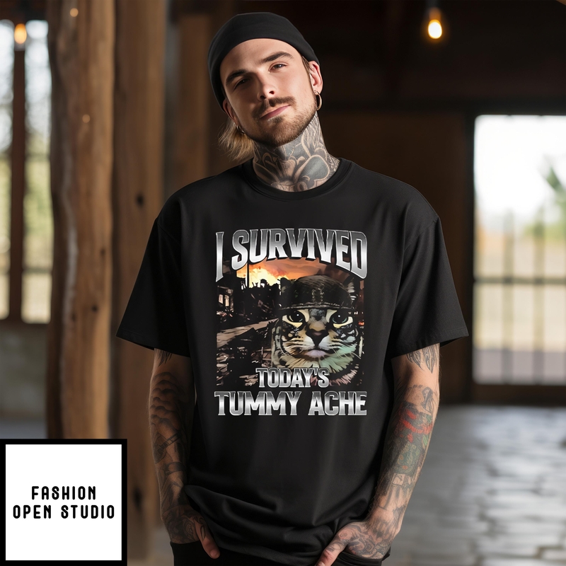 I Survived Today’s Tummy Ache Cat T-shirt