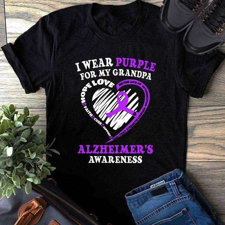 I Wear Purple For My Grandpa Alzheimer's Awareness Shirt