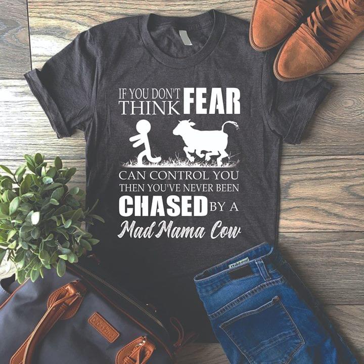 If You Don't Think Fear Can Control You Then You've Never Been Chased By A Mad Mama Cow Shirt, Classic T-shirt, Ladies T-shirt, Youth T-shirt, Pullover Hoodie, Crewneck Pullover Sweatshirt.