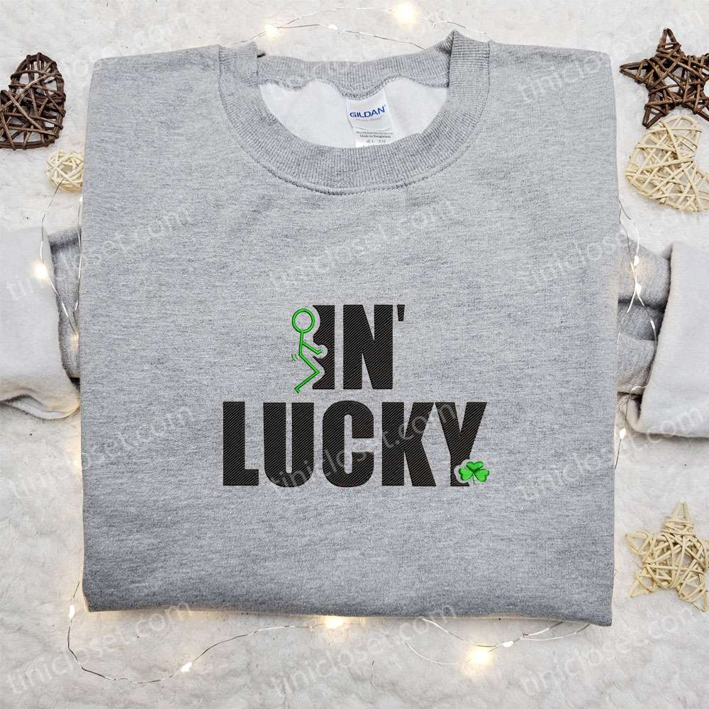 In Lucky Shamrock Embroidered Shirt, Saint Patrick’s Day Embroidered Hoodie, Best Holiday Gift Ideas