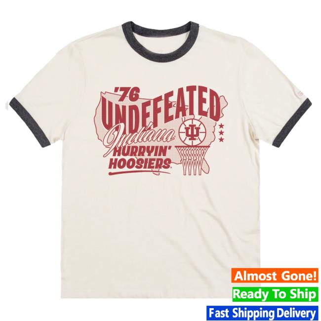 Indiana Hoosiers ’76 Undefeated Ringer Basketball White T-shirt