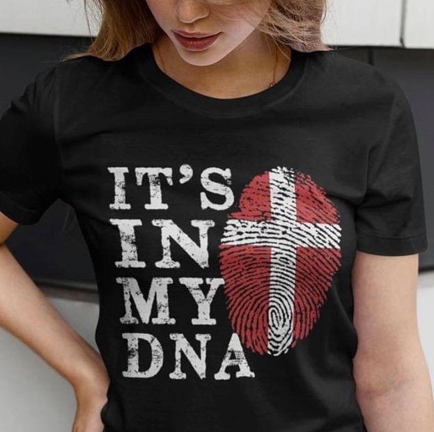 It's In My Dna Flag Of Denmark Finger Print Shirt