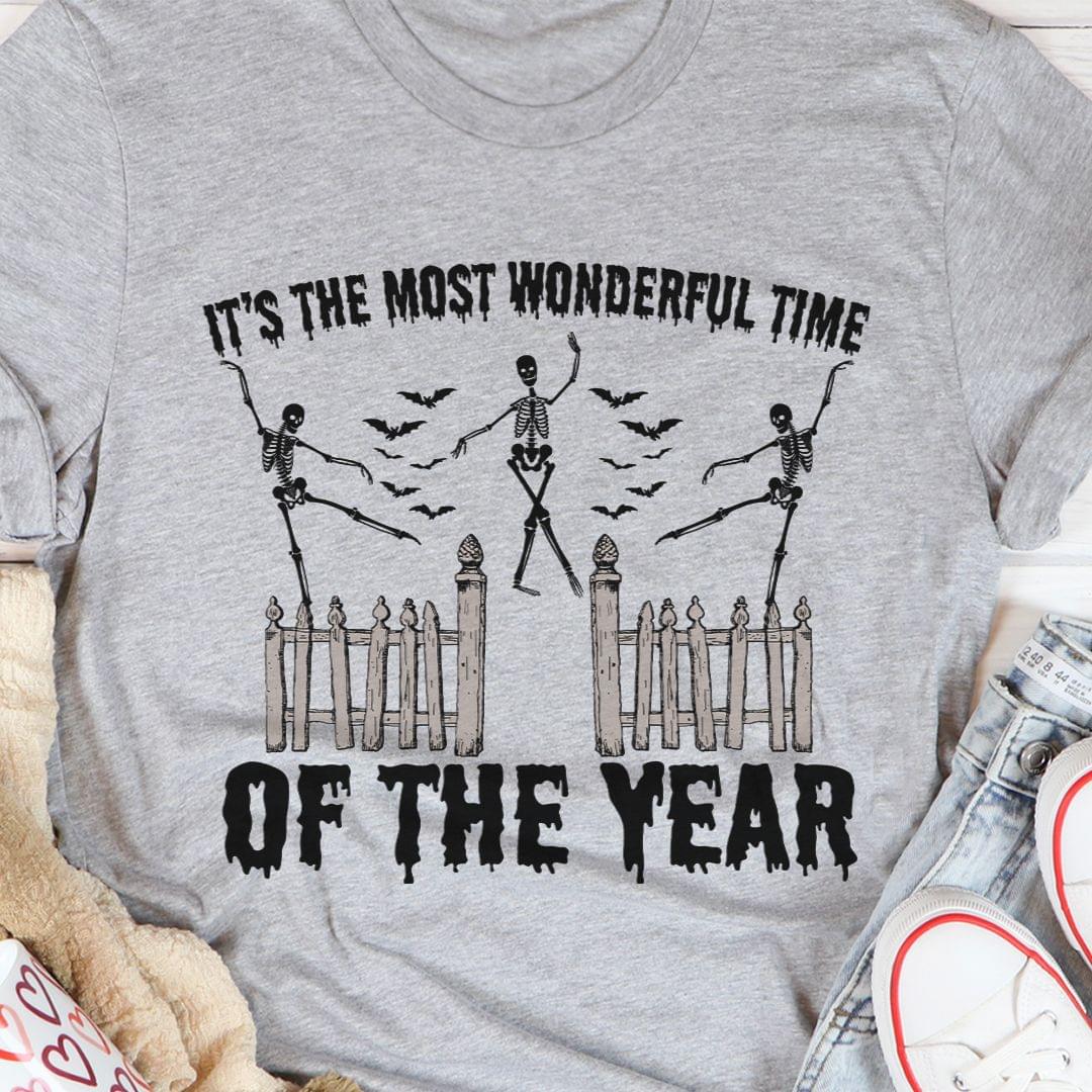 It's The Most Wonderful Time Of The Year Halloween Skeleton Dancing Shirt