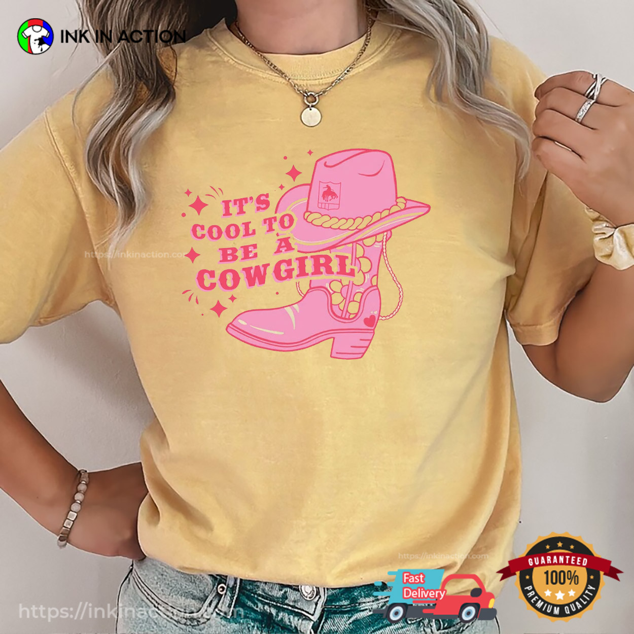 It’s Cool To Be A Cowgirl Pink Boot And Hat Comfort Colors T-shirt