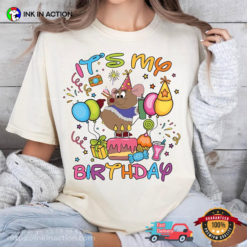 It’s My Birthday Cinderella Gus Gus Disney Comfort Colors T-shirt