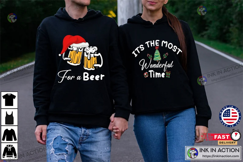 It’s The Most Wonderful Time For A Beer Matching Christmas Tee