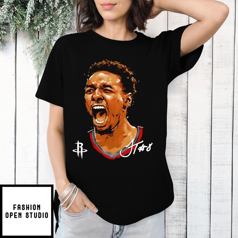 Jae’sean Tate Houston Rockets Portrait Signature Big Face T-shirt