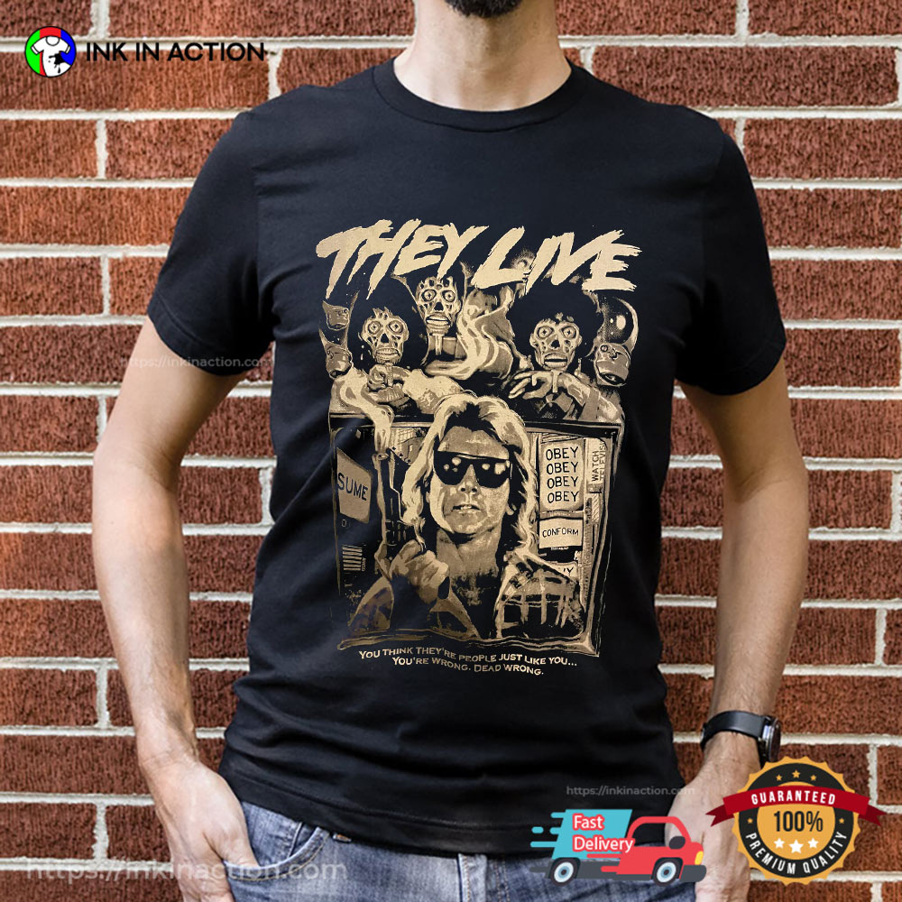 John Carpenter’s They Live 90s Vintage Horror Movie T-shirts