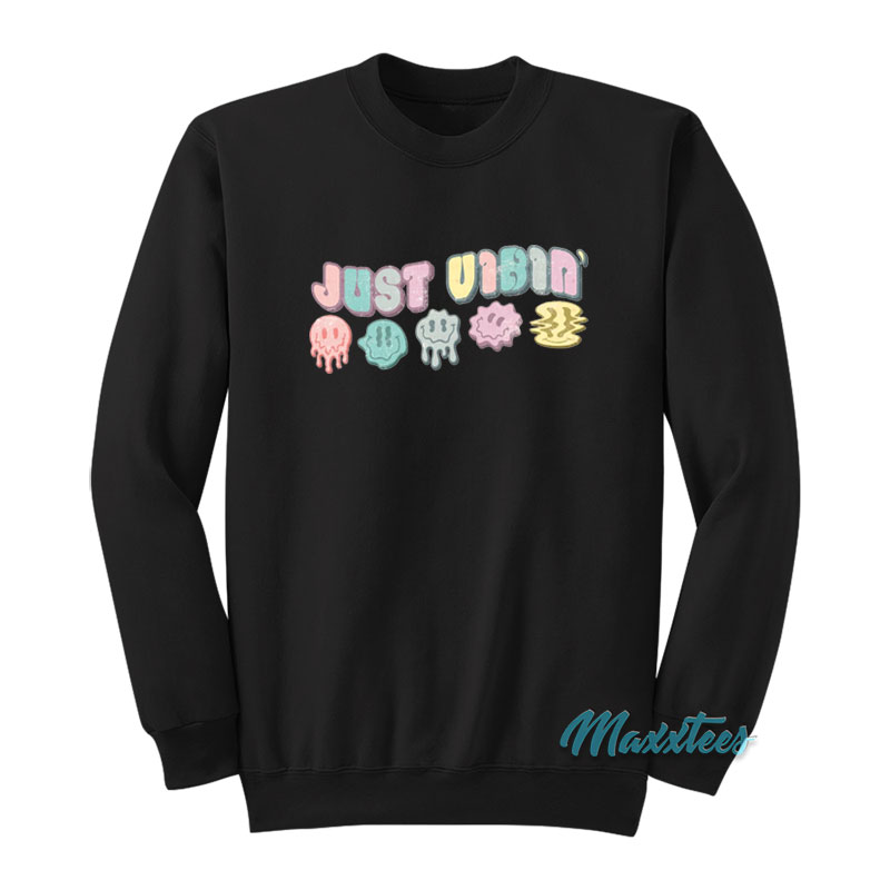 Just Vibin' Dripping Smiley Faces Sweatshirt