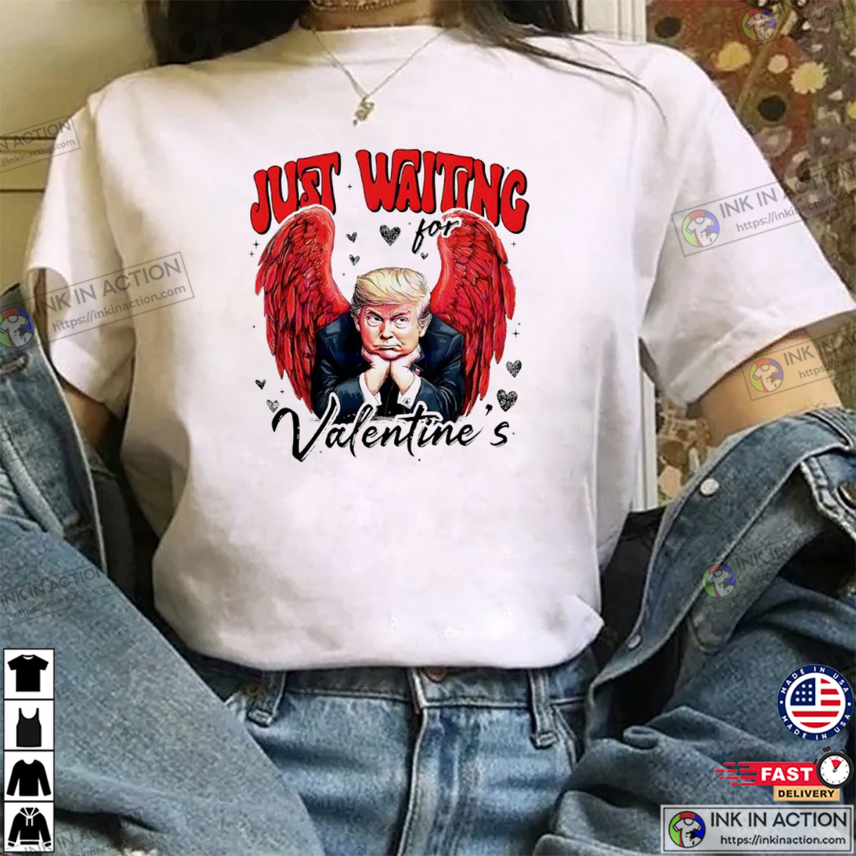 Just Waiting For Valentine’s Angel Trump T-shirt