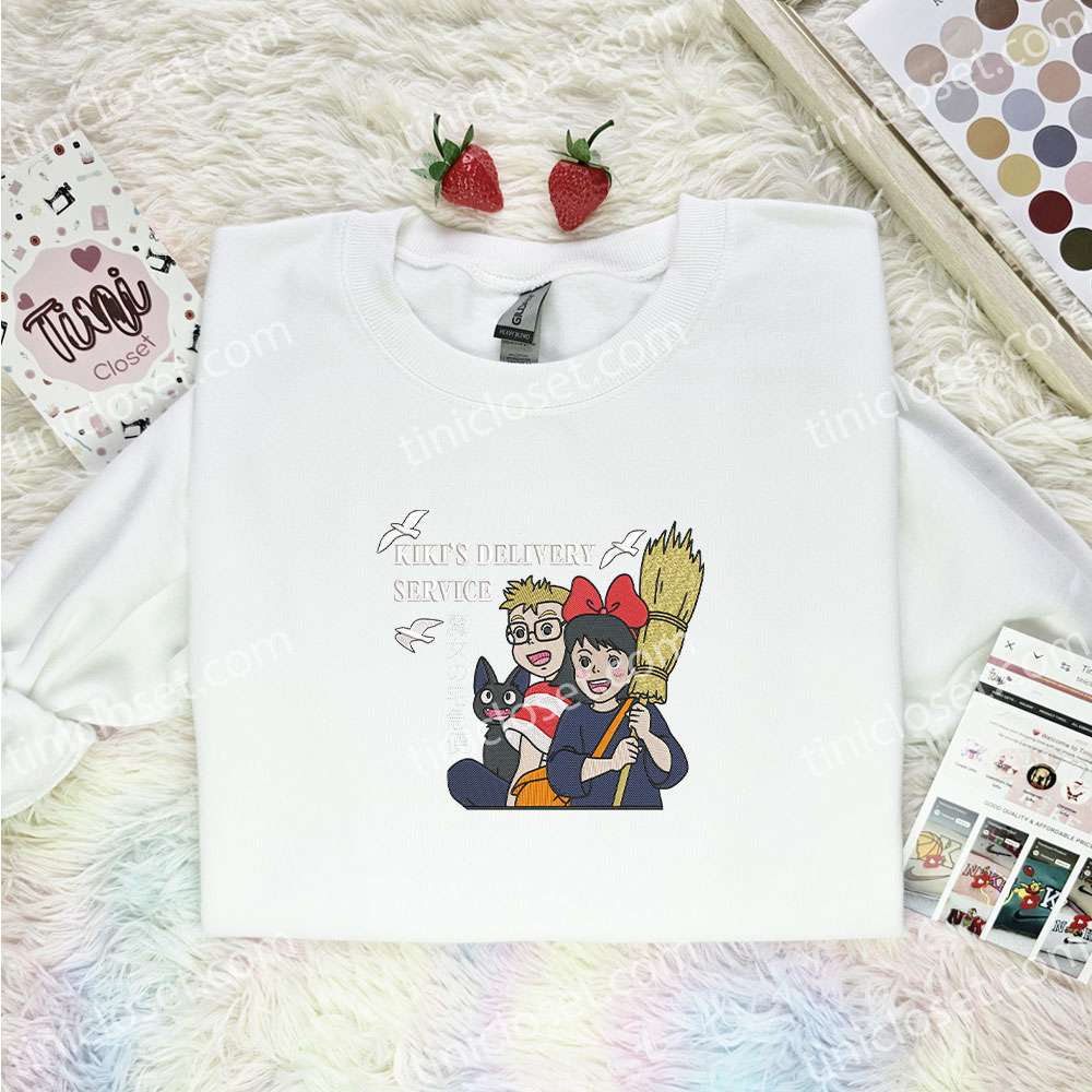 Kiki Tombo Jiji Kiki’s Delivery Service Ghibli Anime Embroidered Shirt