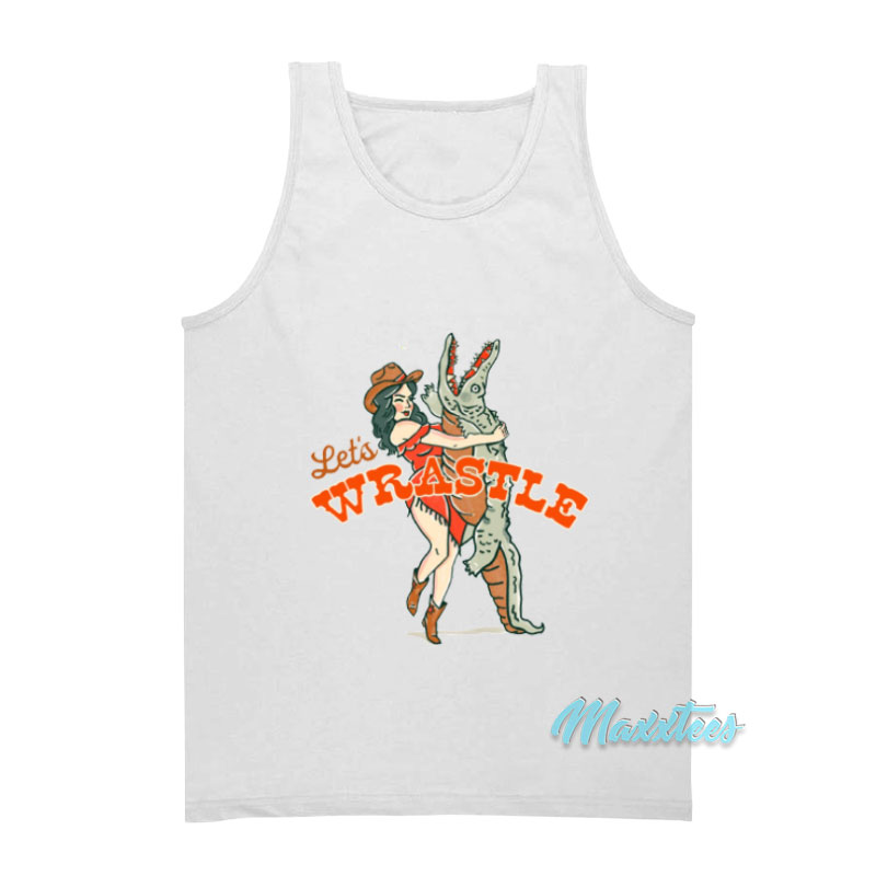 Let's Wrastle Cowgirl And Alligator Tank Top
