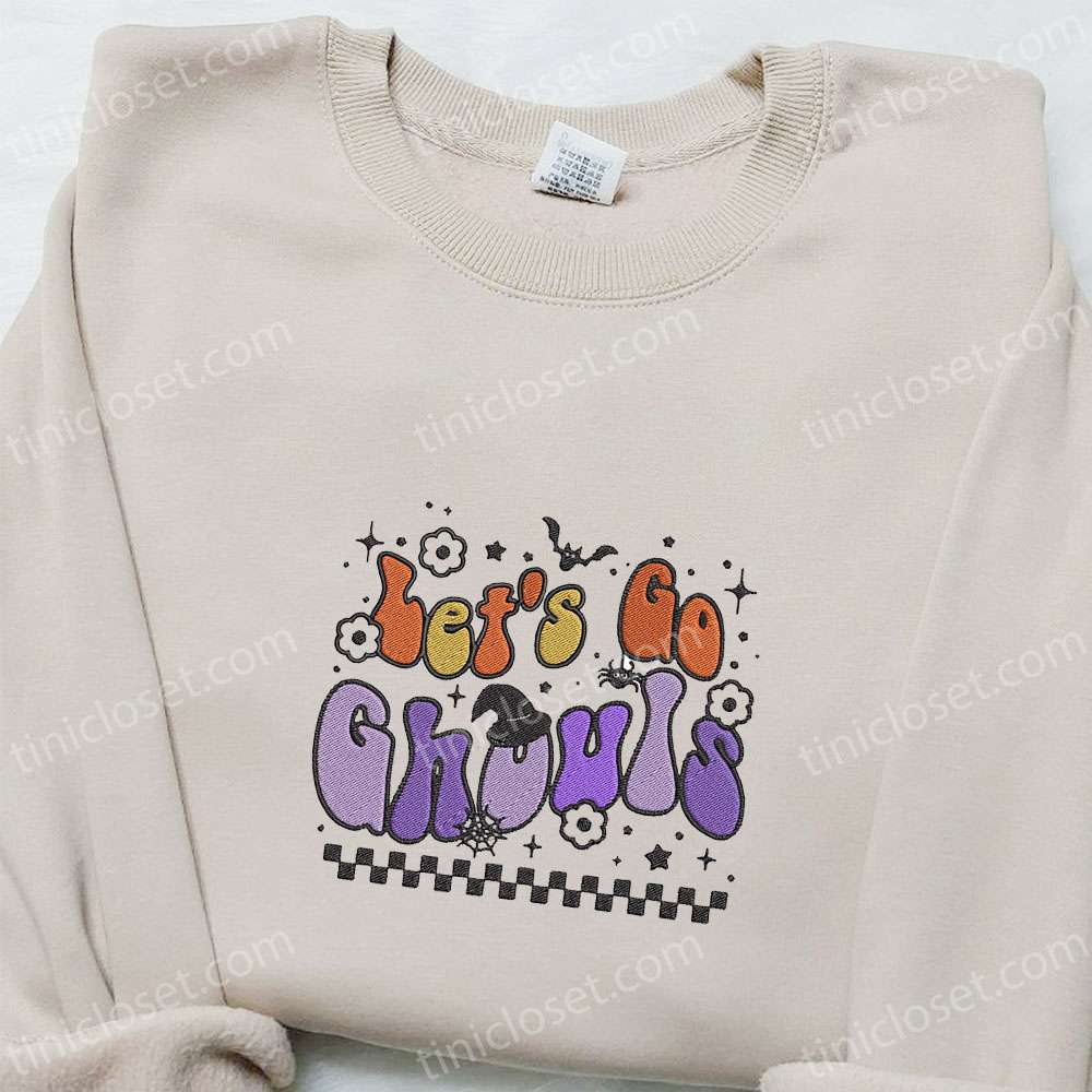 Let’s Go Ghouls Embroidered Sweatshirt, Cute Halloween Embroidered Hoodie, Best Halloween Gift Ideas