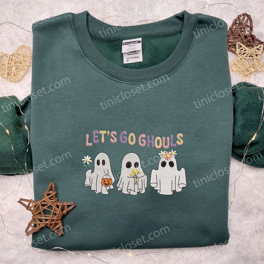 Let’s Go Ghouls Ghost Halloween Embroidered Shirt