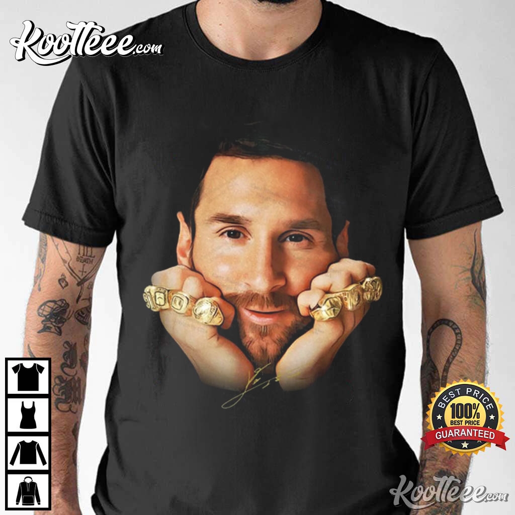 Lionel Messi 8 Ballon D’or Gold Rings Goat T-shirt